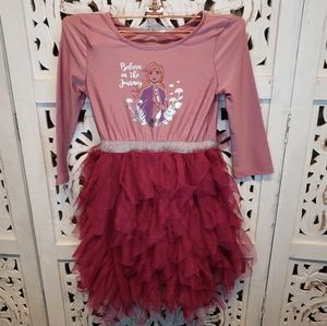 Disney Frozen 2 Anna Burgundy Ruffle Skirt Dress